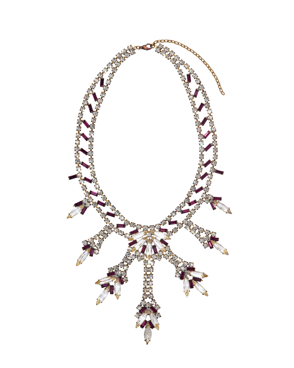 Колье-винтажное, розовые, зеленые камни