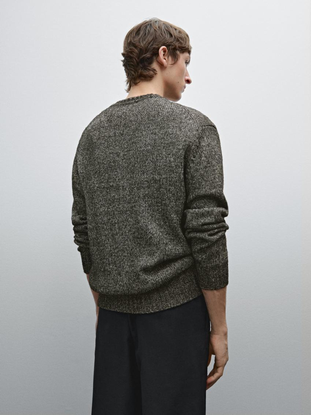 Massimo Dutti Меланжевый свитер из смесового хлопка, маренго