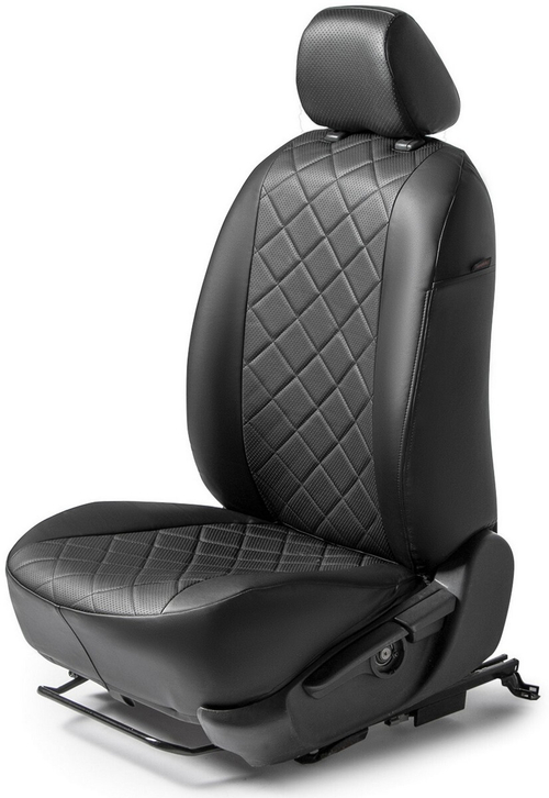 Авточехлы Rival Ромб (зад. спинка 40/20/40) для сидений Volkswagen Tiguan II (Trendline, без столиков) 2016-2020 2020-н.в., эко-кожа, черные, SC.5804.2