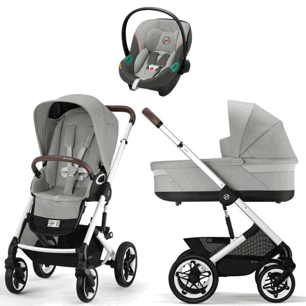 Коляска Cybex Talos S Lux SLV complete Aton S2 Lava Grey 3 в 1 Stone Grey с дождевиками