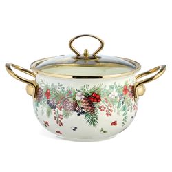КАСТРЮЛЯ ЭМАЛИРОВАННАЯ AGNESS СО СТЕКЛЯННОЙ КРЫШКОЙ СЕРИЯ "CELEBRATION", 2.0 Л, 18*11 СМ