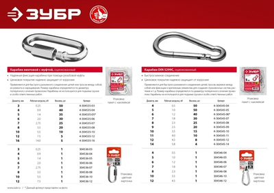 ЗУБР DIN 5299C, 7 мм, 30 шт, быстросъемный карабин (4-304545-07)