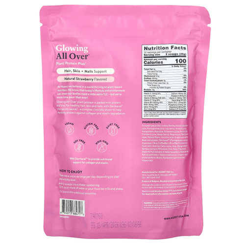Nuzest, Glowing All Over™, Plant Protein Plus+, Natural Strawberry, 8.8 oz (250 g)
