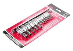 Набор головок торцевых 1/4"-3/8" TORX Т10Н-Т60Н с отверстием 11 предметов JTC