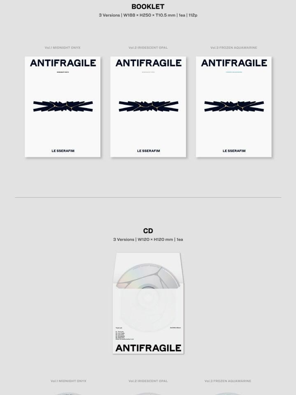 Альбом LE SSERAFIM - ANTIFRAGILE 2nd Mini Album 3 Version SET