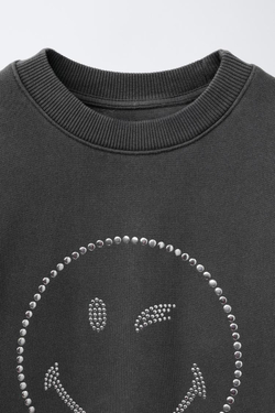 ZARA ТОЛСТОВКА SMILEYWORLD ® С ЗАКЛЕПКАМИ, АНТРАЦИТОВО-СЕРЫЙ