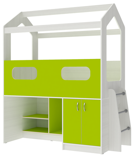 Кровать-чердак КарИВи ДС-12 Белое Дерево Лайм