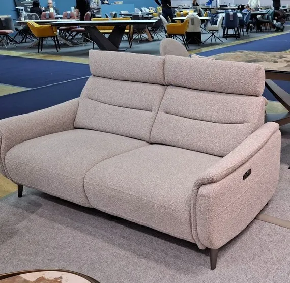 Диван c электро-реклайнером Level, 183 см, серое букле