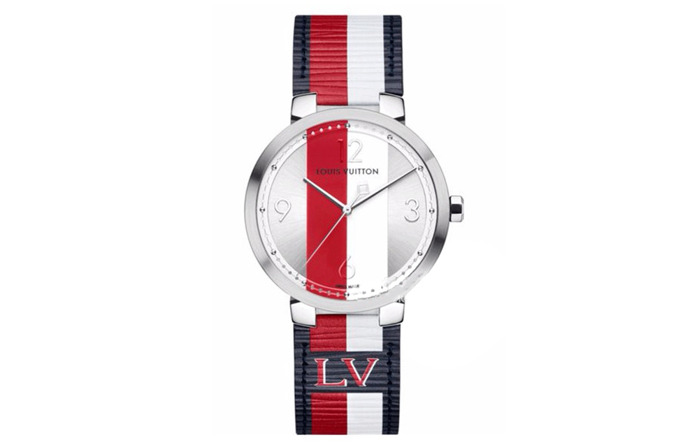 LOUIS VUITTON Wrist Watch Quartz Movement Stainless Steel Watchband 39mm Red Watch Dial Men"s Watches