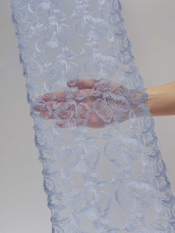 Кружево вышивка на сетке исландский голубой неэластичная ширина 22 см