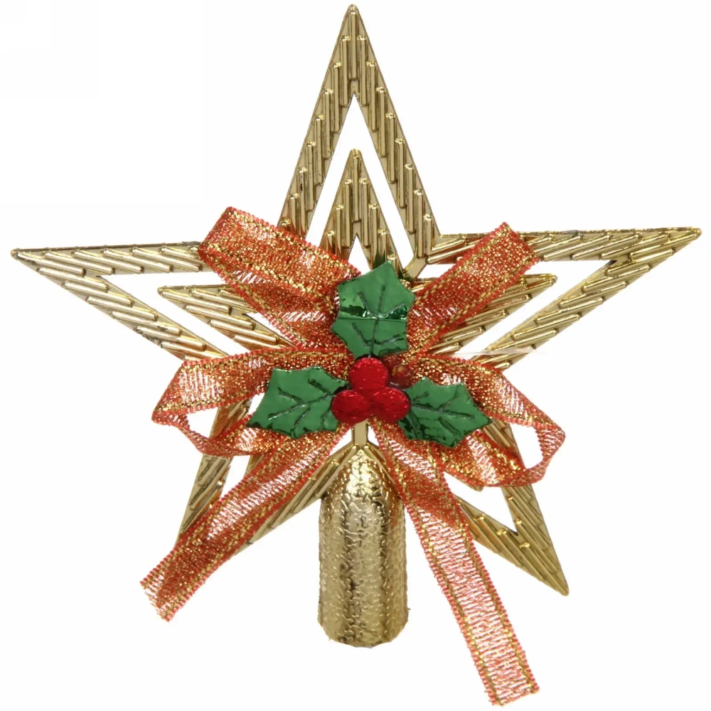 Звезда на ёлку «Классика» с бантом 9,5 см, Золото