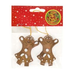 Украшение декоративное, набор 2шт. (подвесное) "Имбирный пряник" 4*6*0,5см. (2вида) (min36) (упаково