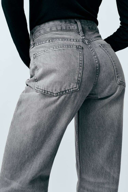 ZARA ДЖИНСЫ TRF WIDE LEG MID RISE FULL LENGTH, СЕРЫЙ