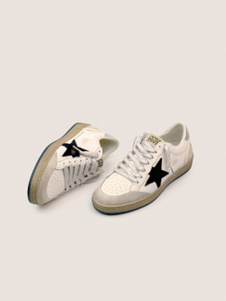 Ball Star in white leather with black star and heel tab