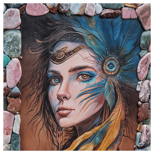 Картина из кожи «Шаманка»