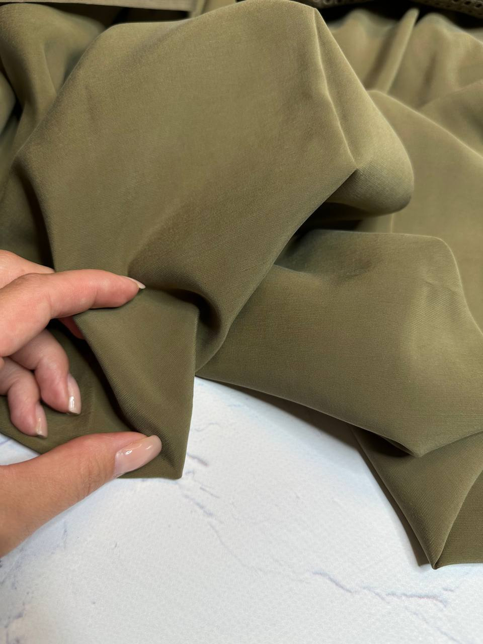 Плательно-костюмная однотонная купро с нейлоном (Armani, 85%купро/15%нейлон, Оливковый, 143)