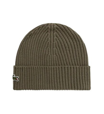 Czapka zimowa Lacoste Unisex Ribbed Wool - khaki green