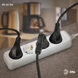 Удлинитель электрический ЭРА UX-4e-5m с заземлением 4 розетки 5 м ПВС 3x0,75мм2 10А | Бытовые удлинители