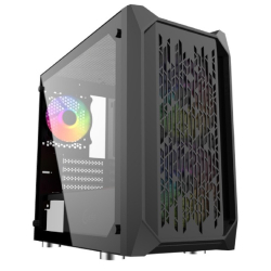 Корпус для компьютера Powercase Alisio Micro X3B, Tempered Glass, 1х 120mm +2x 140mm 5-color fan, чёрный, mATX (CAMIB-L3)