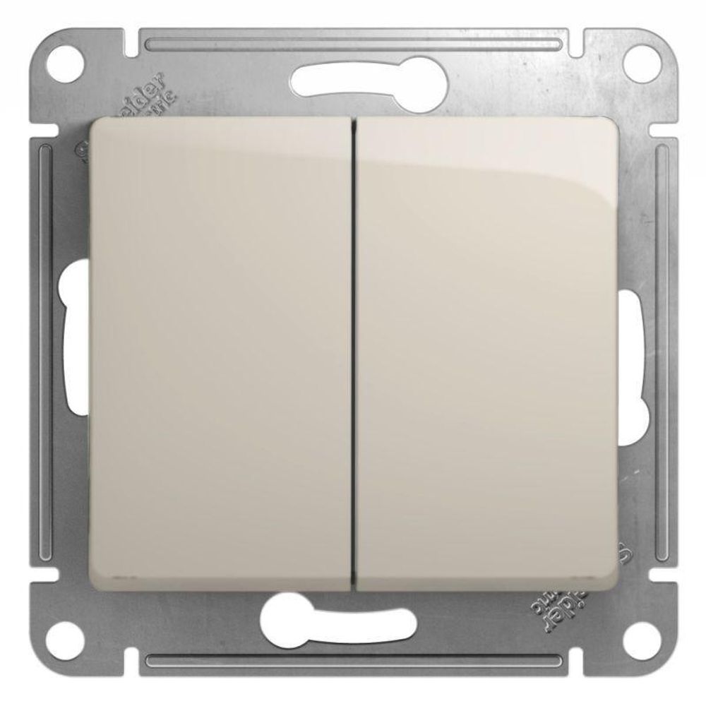 Переключатель проходной 2-кл. СП Glossa 10А IP20 (сх. 6) 10AX механизм молочн. SE GSL000965