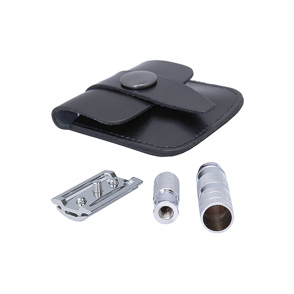 Станок для бритья Dovo разборный, цвет хром, кожаный чехол