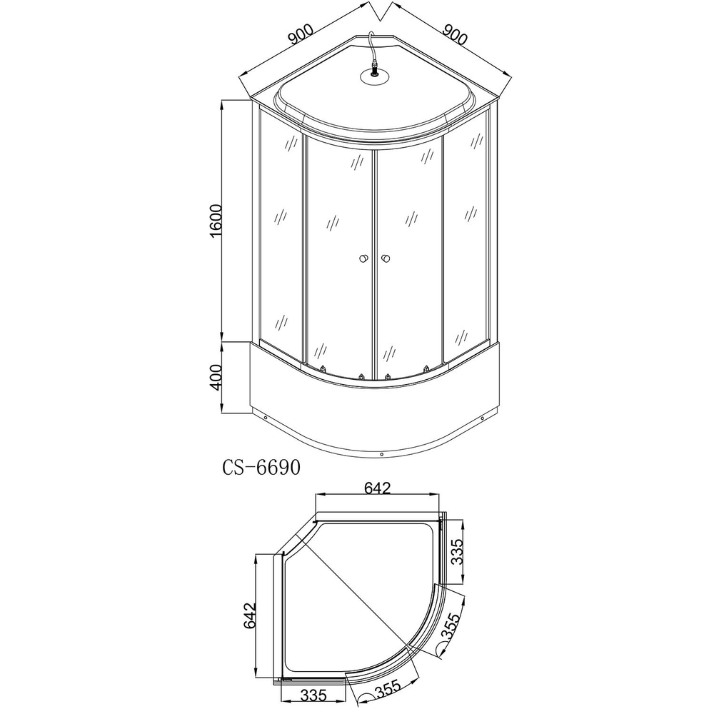 Душ. кабина CS-6690 F  90*90*215 выс.матов   820735