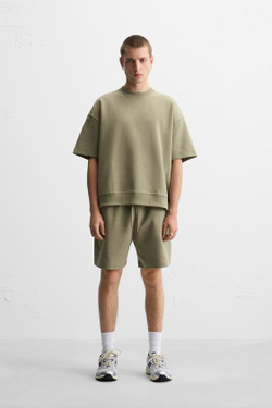 ZARA ТОЛСТОВКА INTERLOCK ИЗ РЕЛЬЕФНОЙ ТКАНИ, МЯГКИЙ ЗЕЛЕНЫЙ