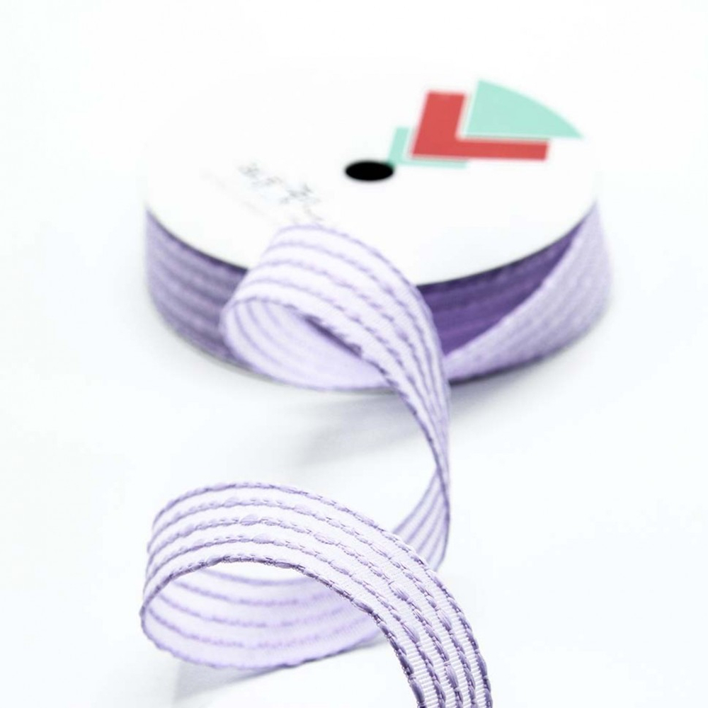 Лента Полиэстер 2,5см х 20м в полоску (Сиреневый)