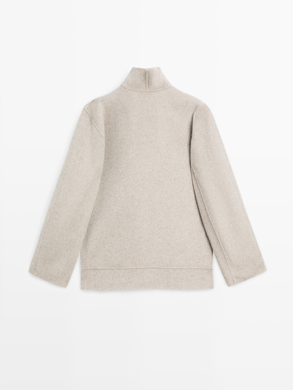 Massimo Dutti Пальто из смесовой шерсти с застежкой-молнией, жемчужно-серый