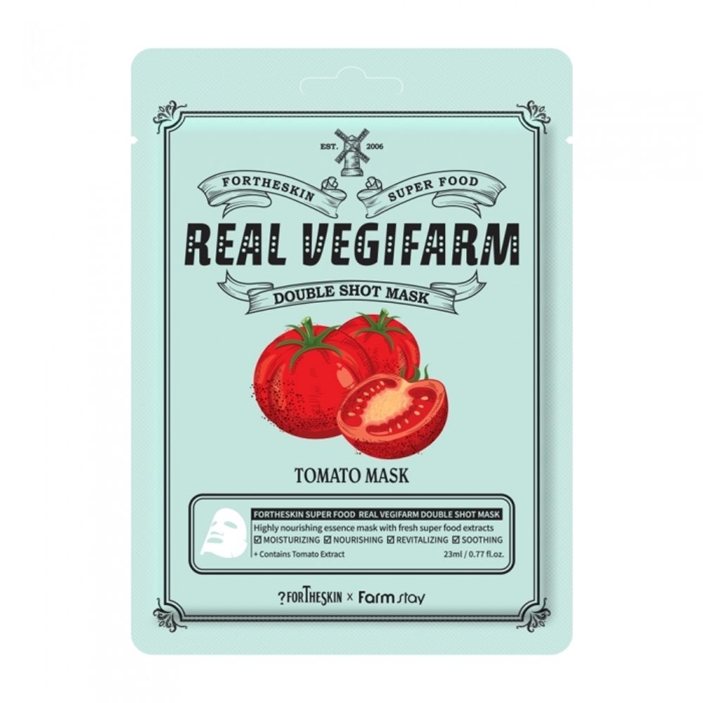 Тканевая маска с экстрактом томата FARMSTAY Fortheskin Super Food Real Vegifarm