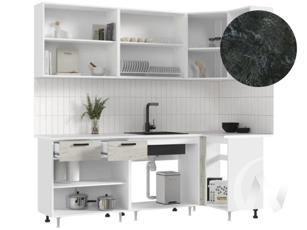 Кухня Рио NEW ЛДСП 2;2х1;0м (белый/дуб крафт белый/кастилло темный)