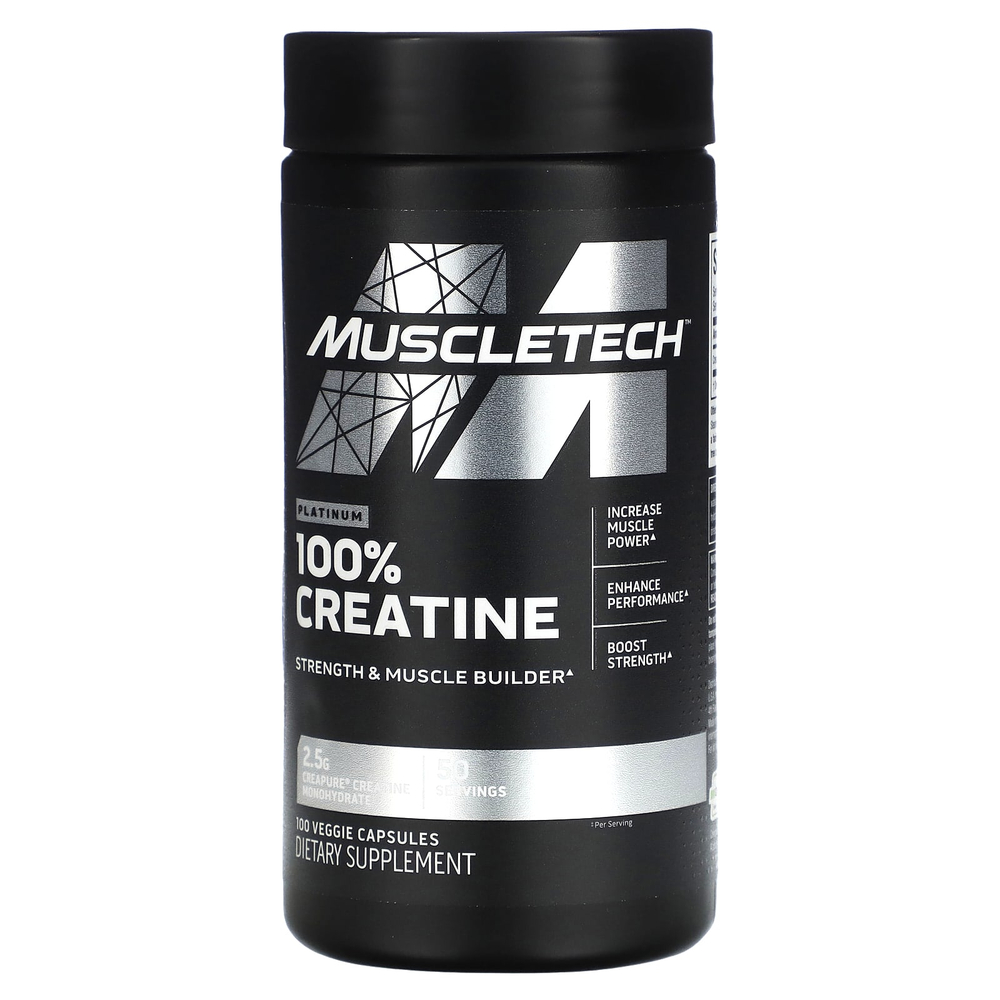 MuscleTech, 100% креатин Platinum, 100 растительных капсул (1,25 г в 1 капсуле)
