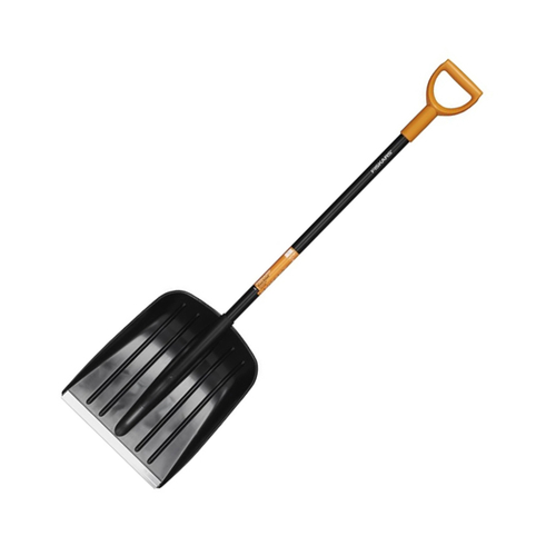 ЛОПАТА СНЕГ. "SOLID" 355*450 ММ  ДЕРЕВ. ЧЕРЕНОК, РУЧКА, АЛЮМ. ПЛАСТИНА (1) "FISKARS" 1026794