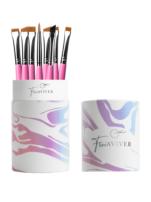 FreiAVIVER Набор кистей для бровей и ресниц в тубе (8шт), розовый