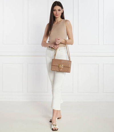 Кожаная сумка через плечо LOVE ONE CLASSIC Pinko - бежевый(100941 A0GK)