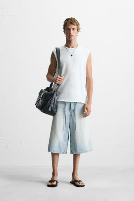 ZARA ФУТБОЛКА АСИММЕТРИЧНОГО КРОЯ, БЕЛЫЙ