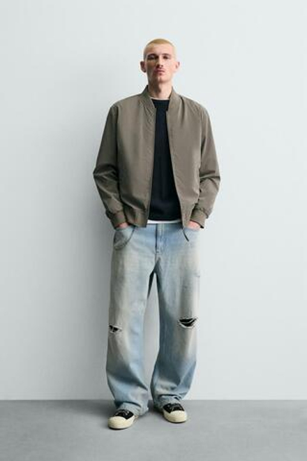 ZARA БОМБЕР ИЗ ВЫСОКОТЕХНОЛОГИЧНОЙ ТКАНИ, СЕРО/КОРИЧНЕВЫЙ