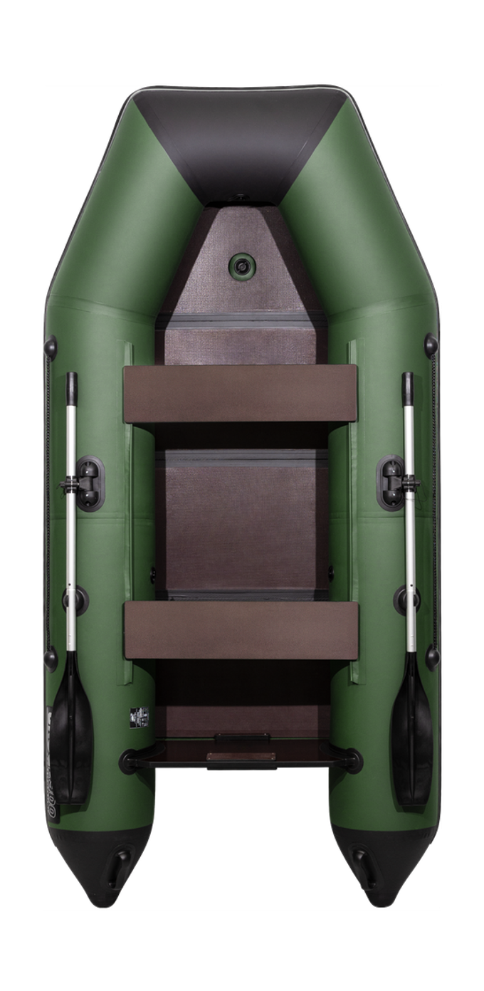 Надувная лодка ПВХ, АКВА 3200 слань-книжка киль, зеленый/черный