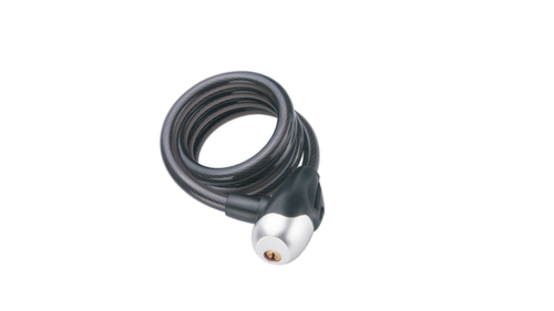 Замок велосипедный, трос стальной, с ключами 12х1500мм, в пластиковой оболочке, красный