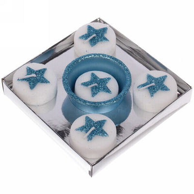 Набор свечей «Сказочные звёзды» 11,5х11,5х3 см, голубой