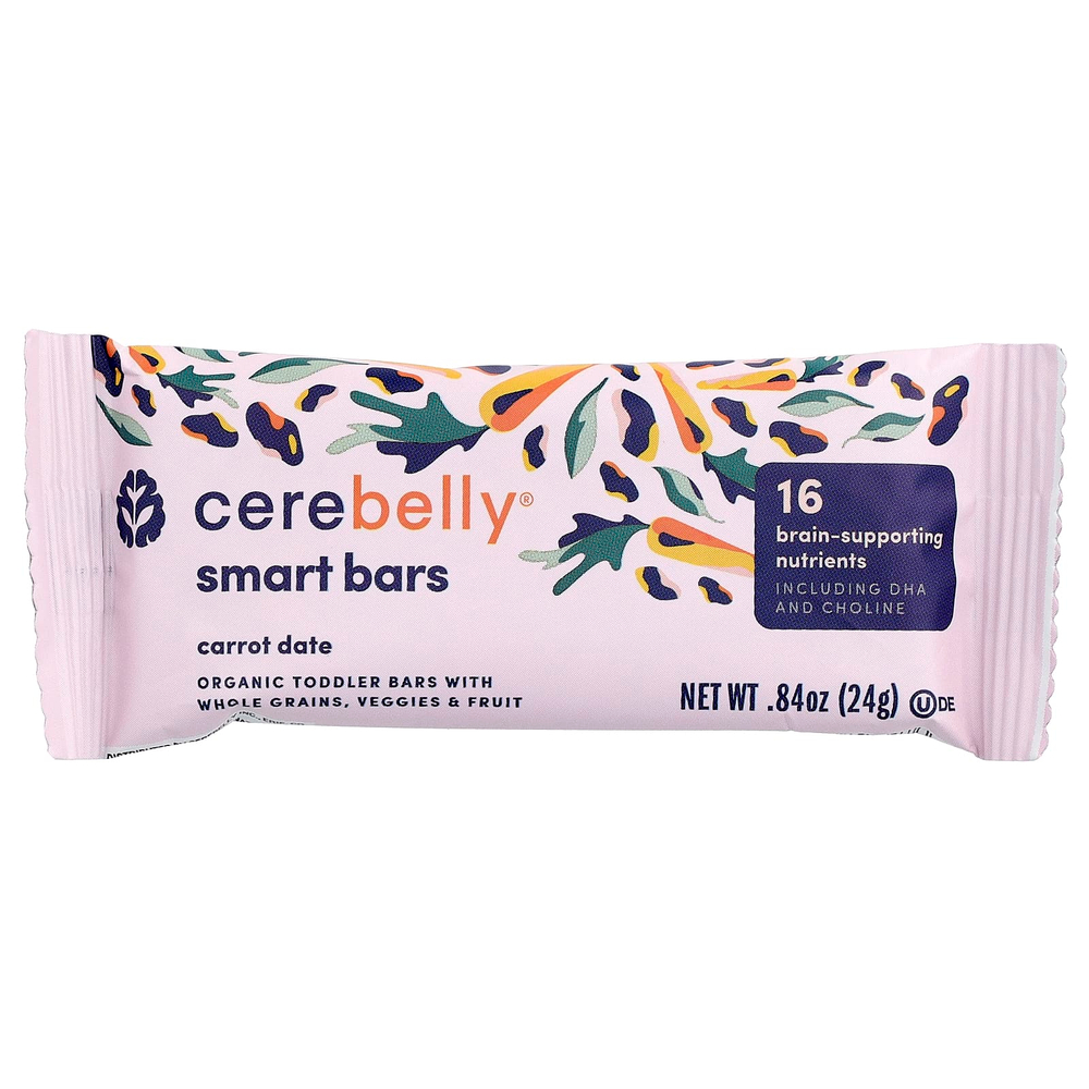 Cerebelly, Smart Bars, органические батончики для малышей, с морковным фиником, 5 батончиков, по 24 г (0,84 унции)