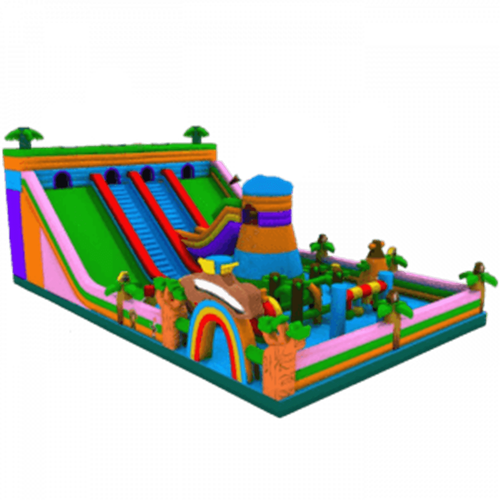 Коммерческий надувной батут "Лесные приключения" 2 скалы