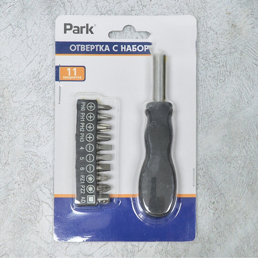 Отвертка с набором бит, 11 предметов, пластиковая рукоятка