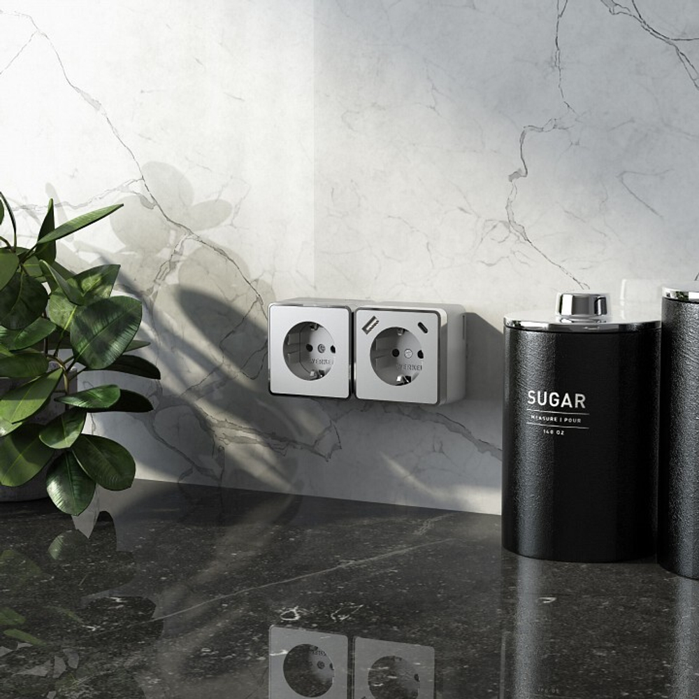 Розетка с заземлением и со шторками и USB Werkel Gallant (серебряный) W5071706