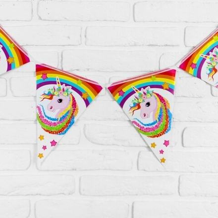 Гирлянда флажки Единорог 200см.