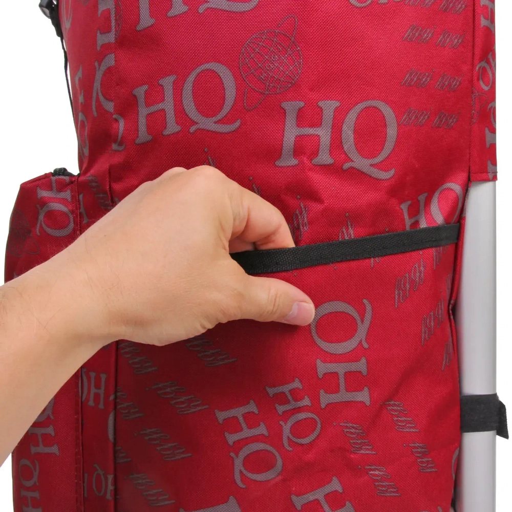 Тележка хозяйственная с сумкой (100*40*35см, колеса 21см,грузоподъемность до50 кг) HQ красная