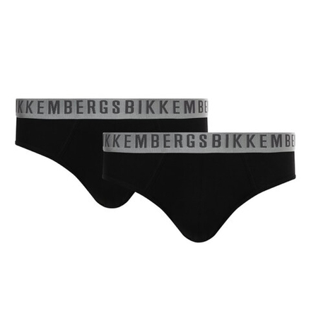 Мужские трусы брифы черные набор 2 в 1 Bikkembergs SILVER BKK1USP11BI/2