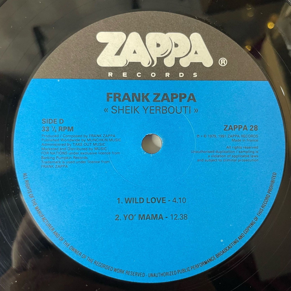 Винтажная виниловая пластинка LP Frank Zappa Sheik Yerbouti (Франция 1991)