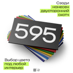 Номер на дверь 595, табличка на дверь для офиса, квартиры, кабинета, аудитории, склада, черная 120х70 мм, Айдентика Технолоджи