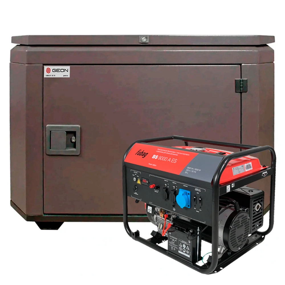 Бензиновый генератор FUBAG BS 9000 A ES с кожухом Geon 1200 RAL 8019